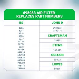 [Lifetime Warranty] 698083 697153 Air Filter - For John Deere LA115 LA105 L100 Z225 LA110 GY20573 Craftsman LT1000 LT2000 794422 795115 697634 797008 697776 Riding Lawn Mower with 697015 Pre Air Cleaner - Pack of 5 thumbnail 6