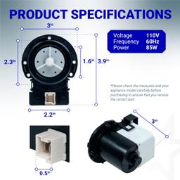 [Lifetime Warranty] DC31-00054A WF210ANW/XAA Washer Drain Pump Motor - For Samsung Maytag Kenmore WF220ANW/XAA WF448AAW/XAA WF328AAW/XAA - Replaces DC31-00016A AP4202690 62902090 thumbnail 2