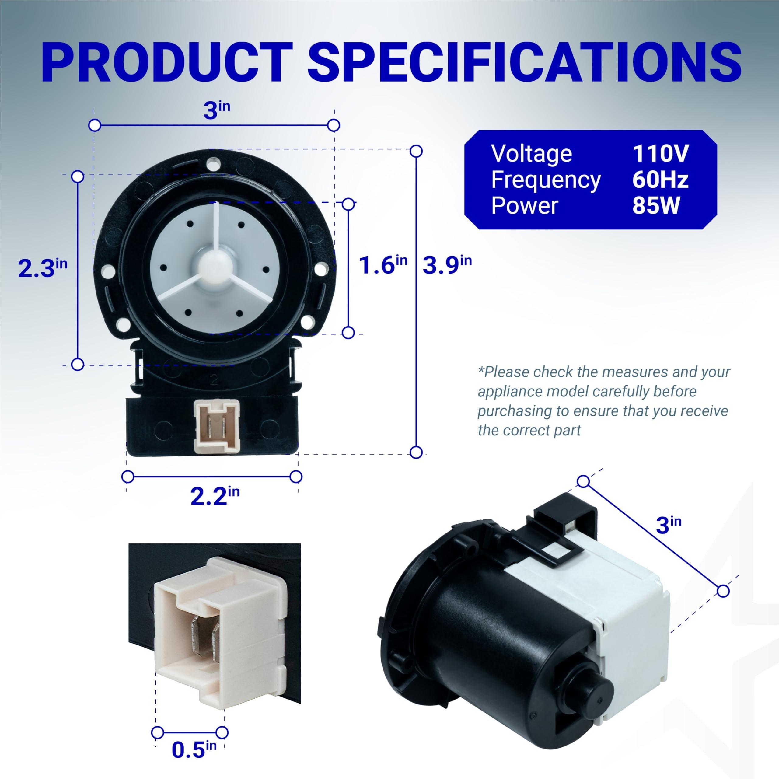 [Lifetime Warranty] DC31-00054A WF210ANW/XAA Washer Drain Pump Motor - For Samsung Maytag Kenmore WF220ANW/XAA WF448AAW/XAA WF328AAW/XAA - Replaces DC31-00016A AP4202690 62902090 image 2