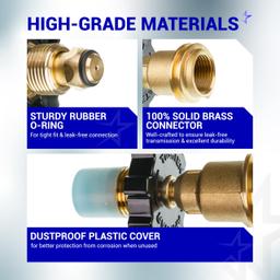 [Lifetime Warranty] [100% Solid Brass] Propane Tank Adapter Converts POL to QCC1 Universal Fit 5-100 lb LP Propane Tank for RV Camper Gas Grill Camping Stove Heater - Old to New Connection Type thumbnail 4