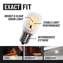 [Lifetime Warranty] 8206232A KEI 125V 40W Microwave Bulb E17 Base - Pack of 3 thumbnail 2