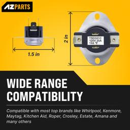 [Lifetime Warranty] WP3387134 3387134 Dryer Cycling Thermostat - Compatible with Whirlpool Kenmore Dryers - Replaces AP6008270 306910 3387135 3387139 ET187 PS11741405 thumbnail 3
