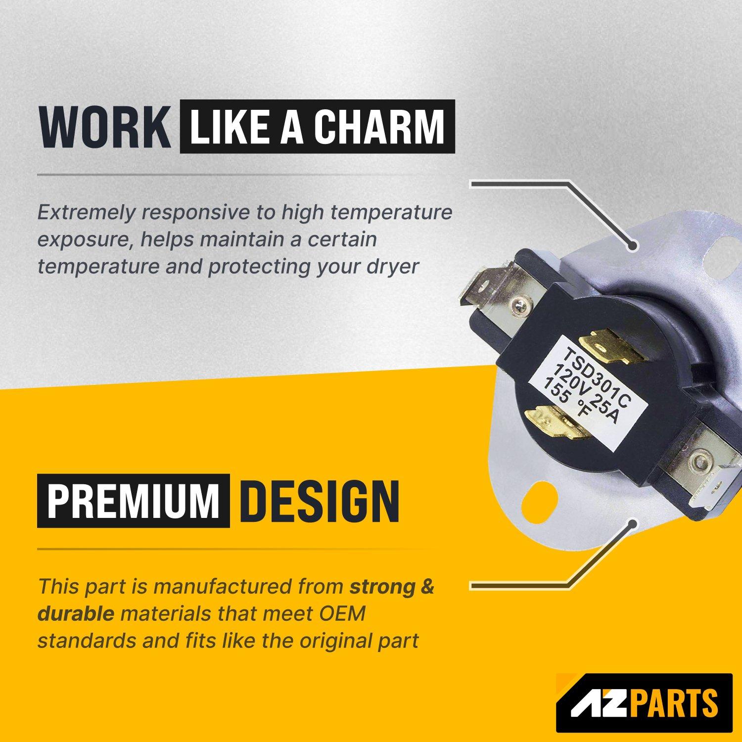 [Lifetime Warranty] WP3387134 3387134 Dryer Cycling Thermostat - Compatible with Whirlpool Kenmore Dryers - Replaces AP6008270 306910 3387135 3387139 ET187 PS11741405 image 1