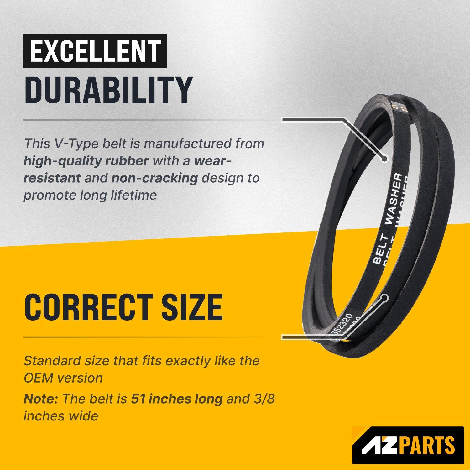 [Lifetime Warranty] 21352320 51-1/8" Washer Drive Belt Replacement - Compatible with Whirlpool & Maytag Washers - Replaces 21001478 WP21352320 PS11738882 AP6005822 35-2073 35-2320 image 3