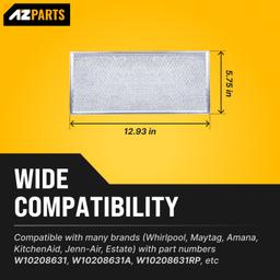 [Lifetime Warranty] W10208631A Microwave Grease Filter Replacement 5.78" x 12.91" Aluminum Mesh Screen Grease Filters - Compatible with Whirlpool GE Microwaves - Pack of 3 thumbnail 2