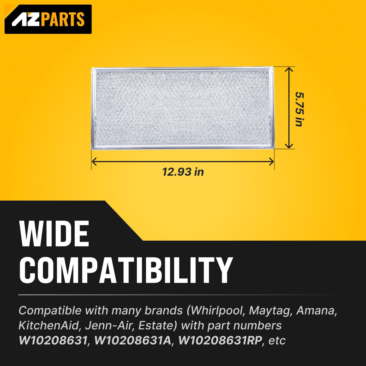 [Lifetime Warranty] W10208631A Microwave Grease Filter Replacement 5.78" x 12.91" Aluminum Mesh Screen Grease Filters - Compatible with Whirlpool GE Microwaves - Pack of 3 image 2