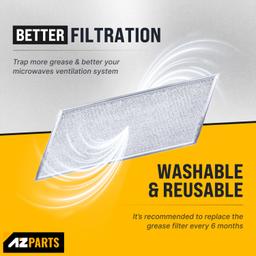 [Lifetime Warranty] W10208631A Microwave Grease Filter Replacement 5.78" x 12.91" Aluminum Mesh Screen Grease Filters - Compatible with Whirlpool GE Microwaves - Pack of 3 thumbnail 4