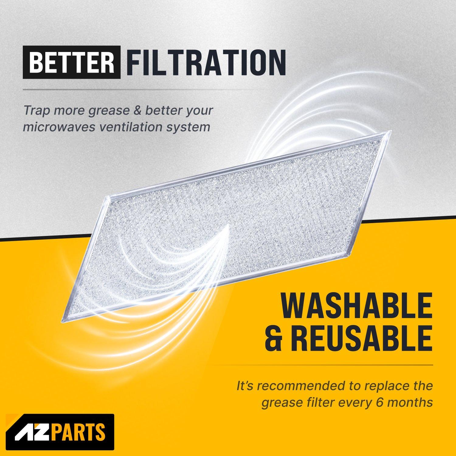 [Lifetime Warranty] W10208631A Microwave Grease Filter Replacement 5.78" x 12.91" Aluminum Mesh Screen Grease Filters - Compatible with Whirlpool GE Microwaves - Pack of 3 image 4
