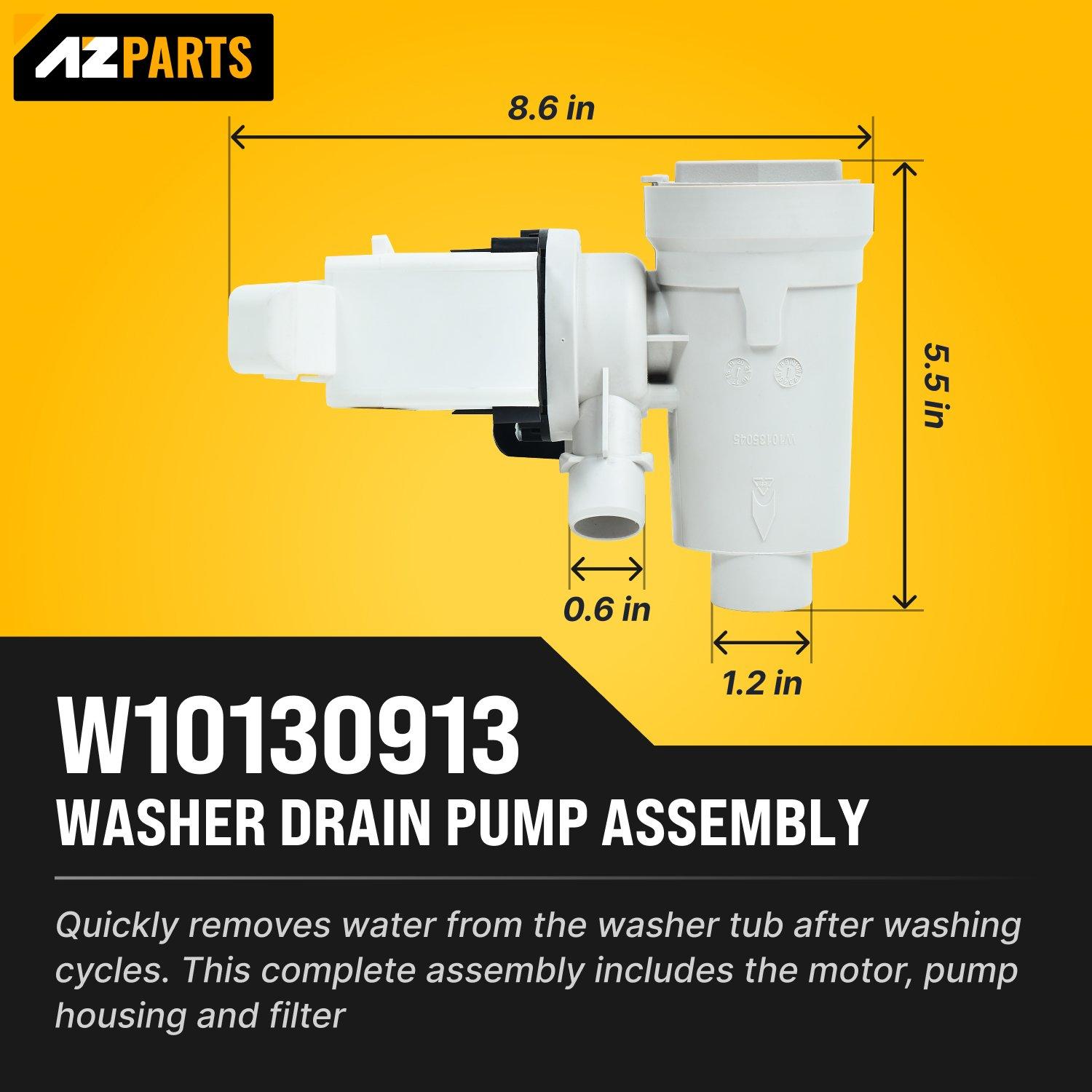 [Lifetime Warranty] WPW10730972 W10130913 Washer Drain Pump Assembly - For Whirlpool 9200 Duet Washer, Kenmore HE2 Plus, Maytag 2000 3000 4000 Series WFW8400TW02 WFW9200SQA10 - Replaces 8540024 W10117829 image 1