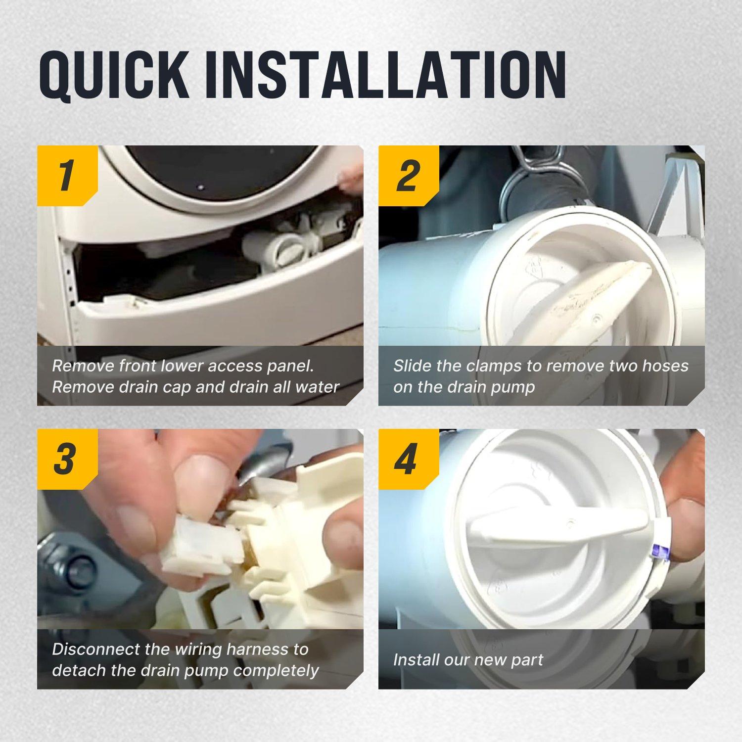 [Lifetime Warranty] WPW10730972 W10130913 Washer Drain Pump Assembly - For Whirlpool 9200 Duet Washer, Kenmore HE2 Plus, Maytag 2000 3000 4000 Series WFW8400TW02 WFW9200SQA10 - Replaces 8540024 W10117829 image 3