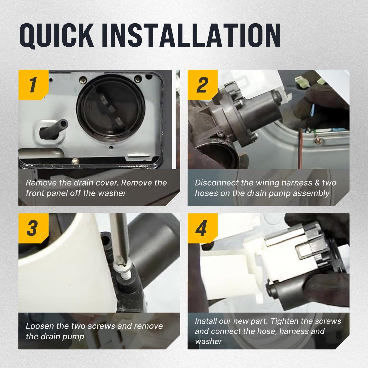 [Lifetime Warranty] 4681EA2001T WM3170CW Washer Drain Pump for Kenmore LG WM3170CW WM2101HW WM2301HR WM0642HW WM3670HVA WM2650HWA WM3270CW WM8100HVA MAH5500BWW WM8000HVA WM2487HRMA WM8000HWA image 5