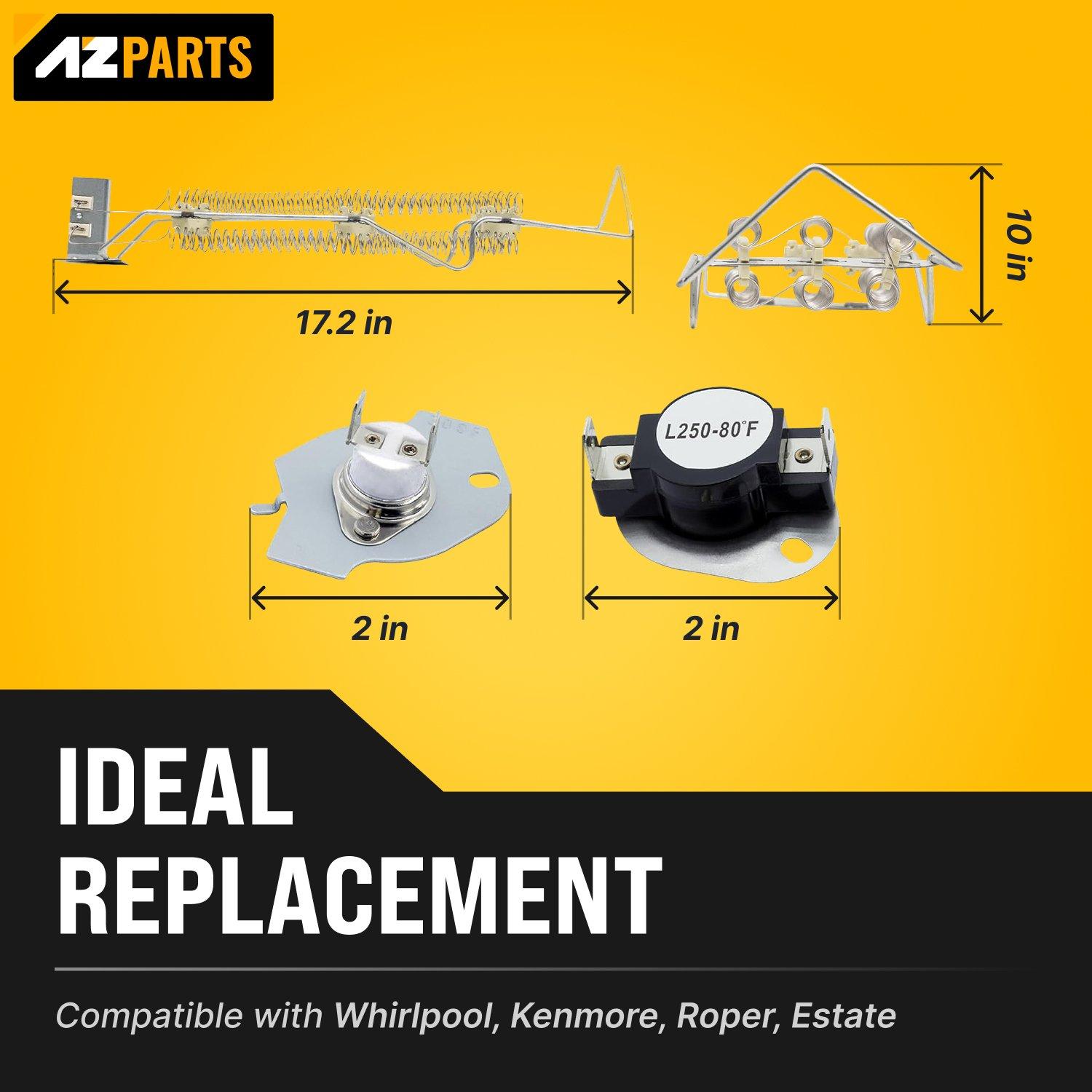 [Lifetime Warranty] WP4391960 4391960 Dryer Heating Element & 279816 Dryer Thermal Cut-off Kit - Compatible with Whirlpool & Kenmore Dryers - Replaces AP3109438 3399848 AP3094244 image 1