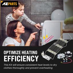 [Lifetime Warranty] WP4391960 4391960 Dryer Heating Element & 279816 Dryer Thermal Cut-off Kit - Compatible with Whirlpool & Kenmore Dryers - Replaces AP3109438 3399848 AP3094244 thumbnail 3