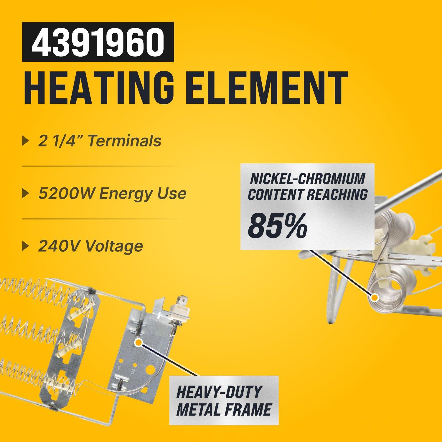 [Lifetime Warranty] WP4391960 4391960 Dryer Heating Element & 279816 Dryer Thermal Cut-off Kit - Compatible with Whirlpool & Kenmore Dryers - Replaces AP3109438 3399848 AP3094244 image 4