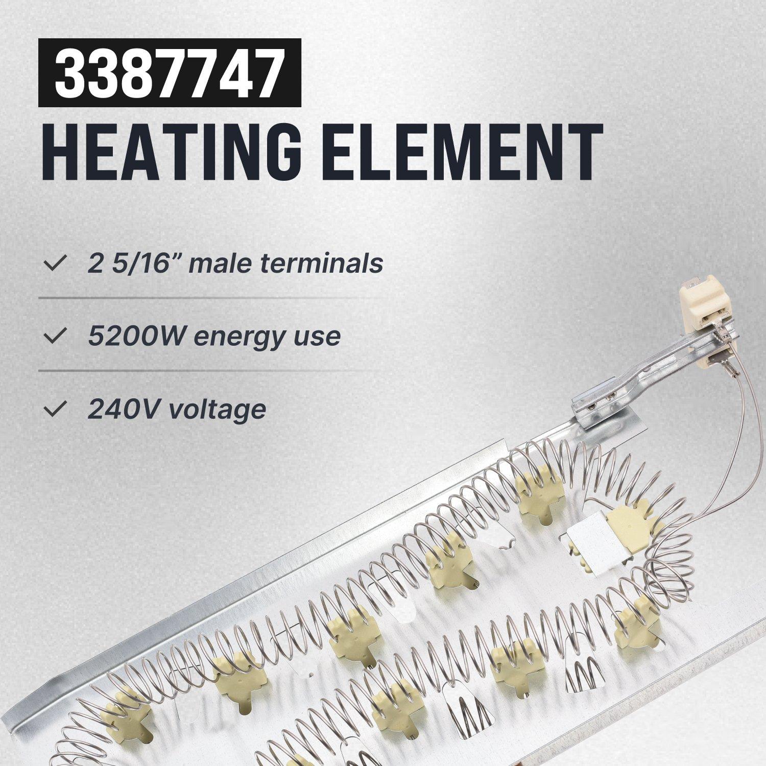 [Lifetime Warranty] 3387747 WP3387747 Dryer Heating Element for Whirlpool MEDB835DW4 GEW9250PW1 GEW9250PW0 GEW9200LW1 WED5100HW1 WED8300SW2 MED6230HW1 Maytag KitchenAid Dryers image 3