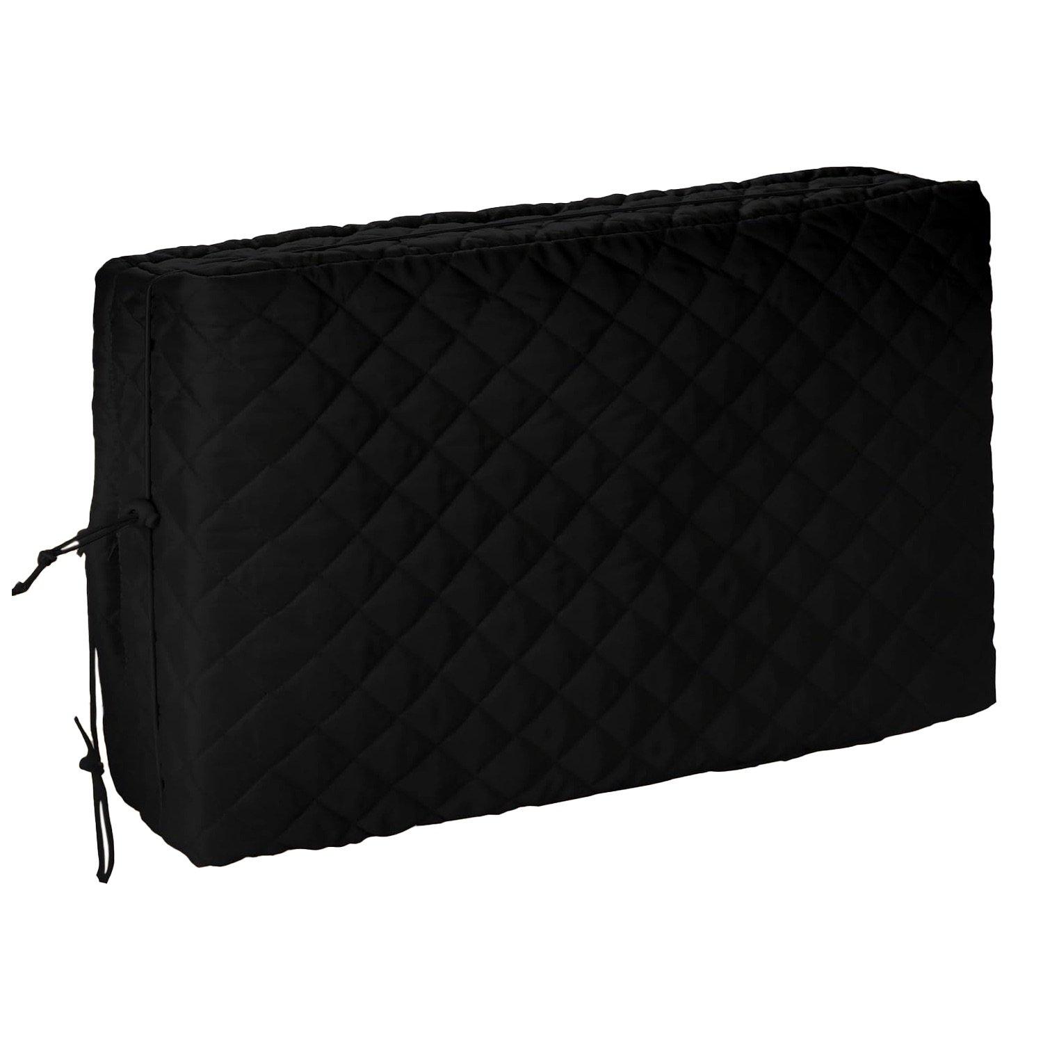 [Lifetime Warranty] Window Air Conditioner Cover Indoor with Velcro Sides - Inside AC Cover for Winter - Polyester Fiber Fill Layers Insulation - 25" x 17" x 3.5" - Black image 0