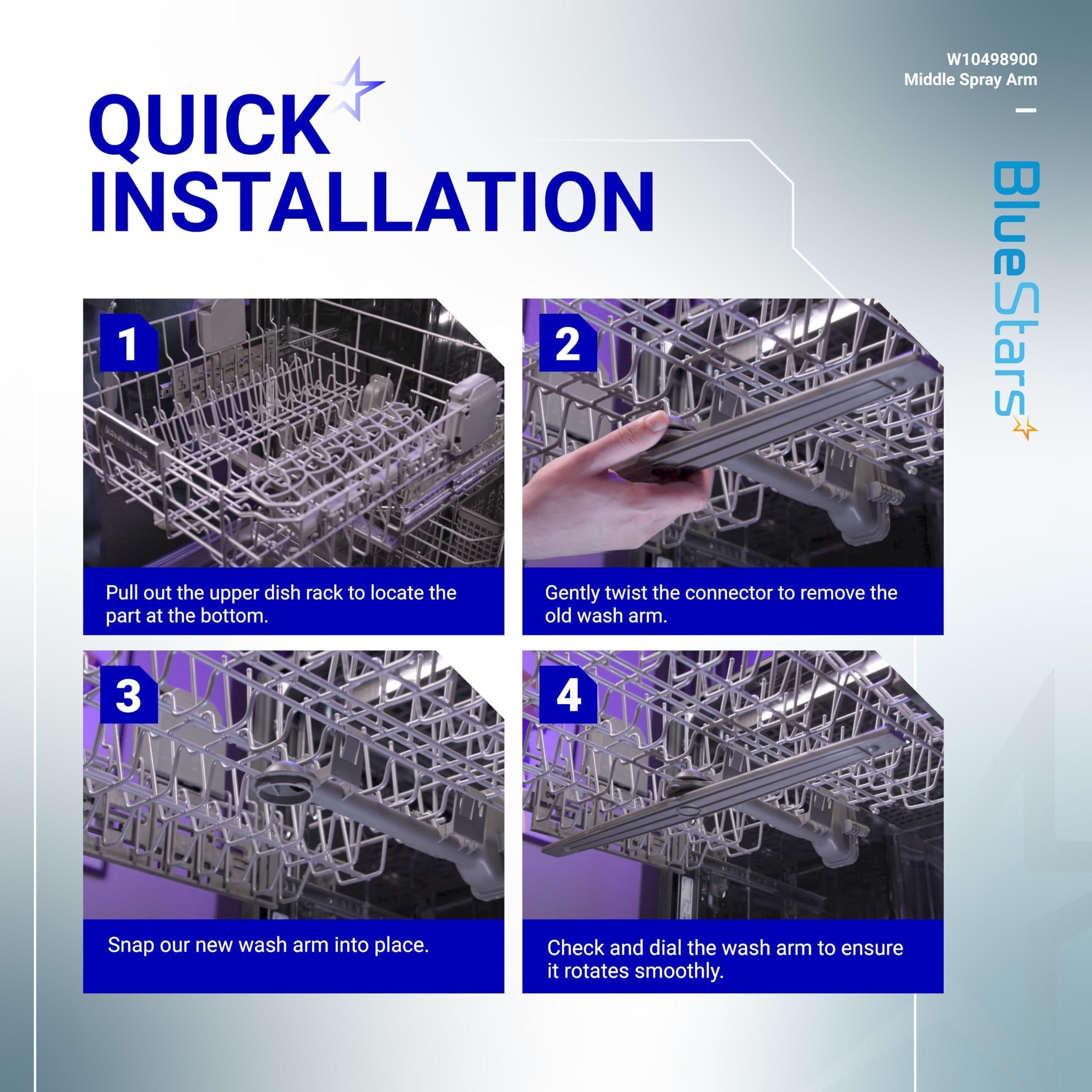 [Lifetime Warranty] W10498900 Dishwasher Middle Spray Arm - For Whirlpool, Amana, Maytag - Replaces W10498900 AP6022331 2312929 PS11755664 WDTA50SAHZ0 WDT750SAHZ0 WDT720PADM2 image 8