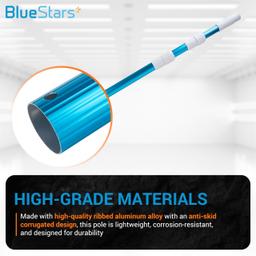 Heavy Duty 12ft Aluminum Telescopic Swimming Pool Pole - Adjustable 3-Piece Expandable Step-Up - 1-1/4" Diameter Connection End - Attach Skimmer Nets, Rakes, Brushes, Vacuum Heads thumbnail 4