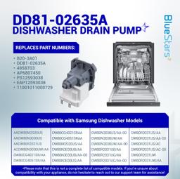 [Lifetime Warranty] DD81-02635A Dishwasher Drain Pump - For Samsung Dishwasher DW80CG4021SRAA DW80CG4051SRAA DW80M2020US/AA DW80N3030UB/AA - Replaces B20-3A01 DD81-02635A 4958703 AP6807450 thumbnail 4