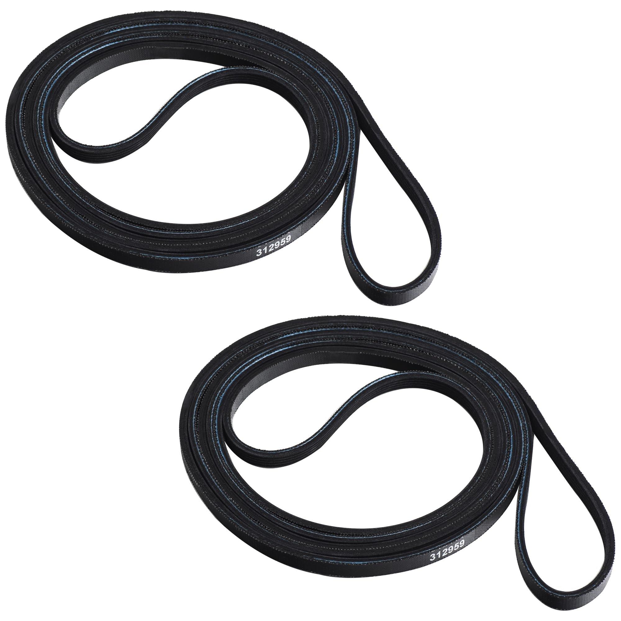[Lifetime Warranty] Y312959 WPY312959 312959 Dryer Tumbler & Motor Belt - Compatible with Maytag DE106, DE107, DE110, DE180, DE18CA, DE18CM, DE18CS, DE18CT, DE19CA, DE19CD, DE19CS, DE19CT - Pack of 2 image 0