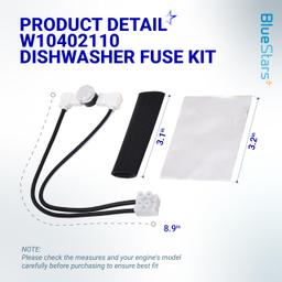 [Lifetime Warranty] W10402110 Dishwasher Fuse Kit - Fit Whirlpool Kenmore KitchenAid Dishwashers - Replaces W10195528 W10402110VP PS4704481 AP5645909 - with Protective Sleeve & Foil & Zip Ties thumbnail 1