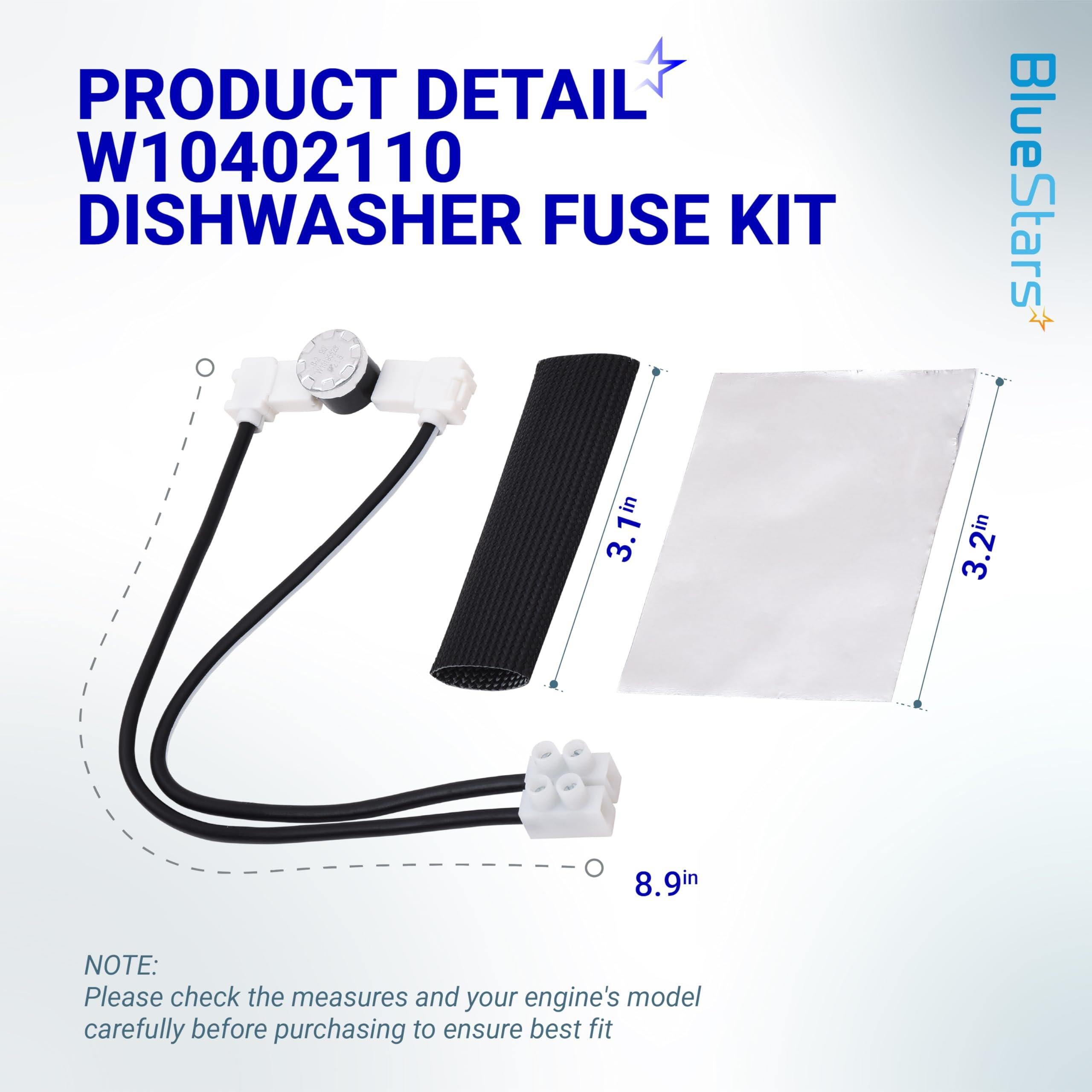 [Lifetime Warranty] W10402110 Dishwasher Fuse Kit - Fit Whirlpool Kenmore KitchenAid Dishwashers - Replaces W10195528 W10402110VP PS4704481 AP5645909 - with Protective Sleeve & Foil & Zip Ties image 1