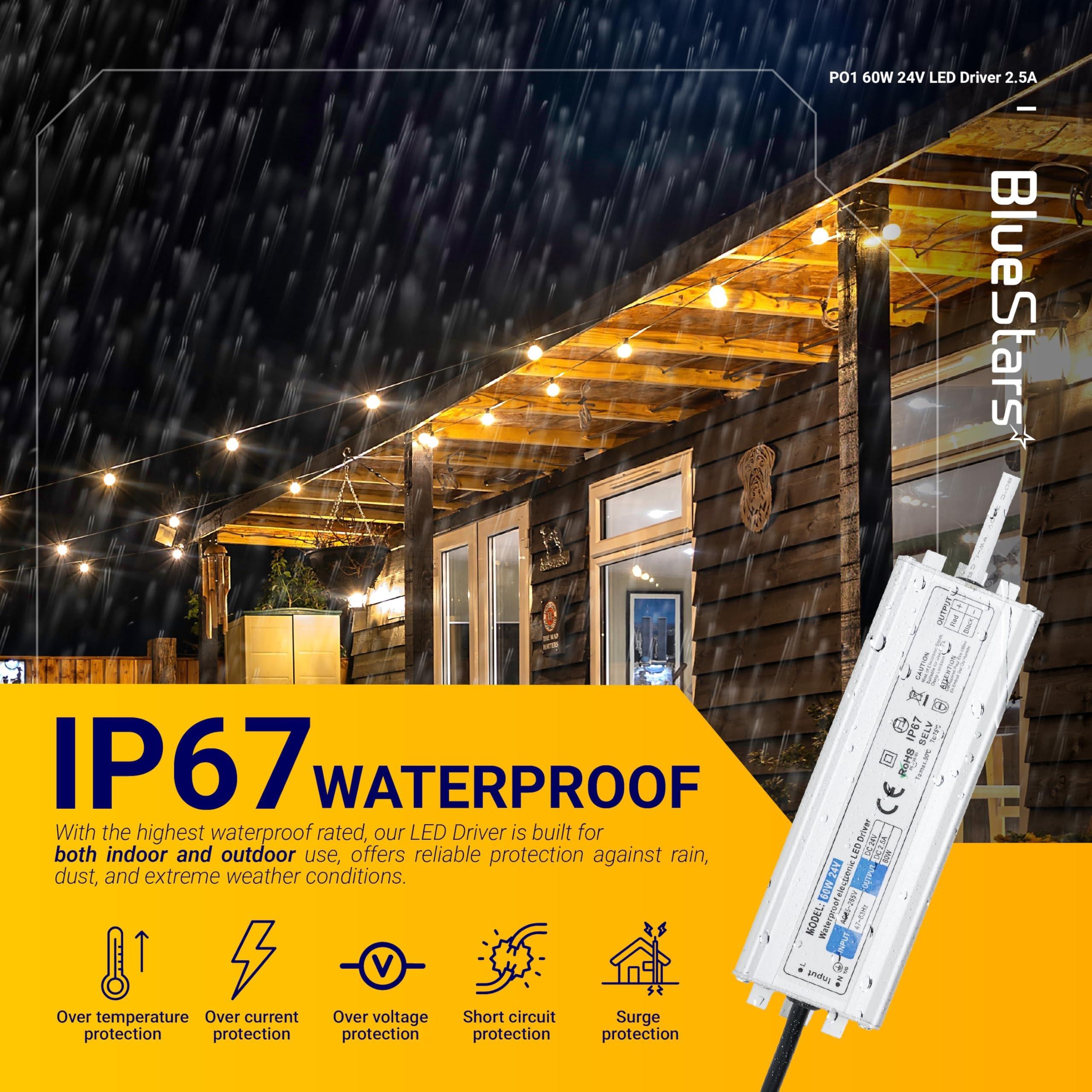 [Lifetime Warranty] 60W 24V LED Power Supply Driver 2.5A AC 100-260V to 24V DC IP67 Waterproof image 4