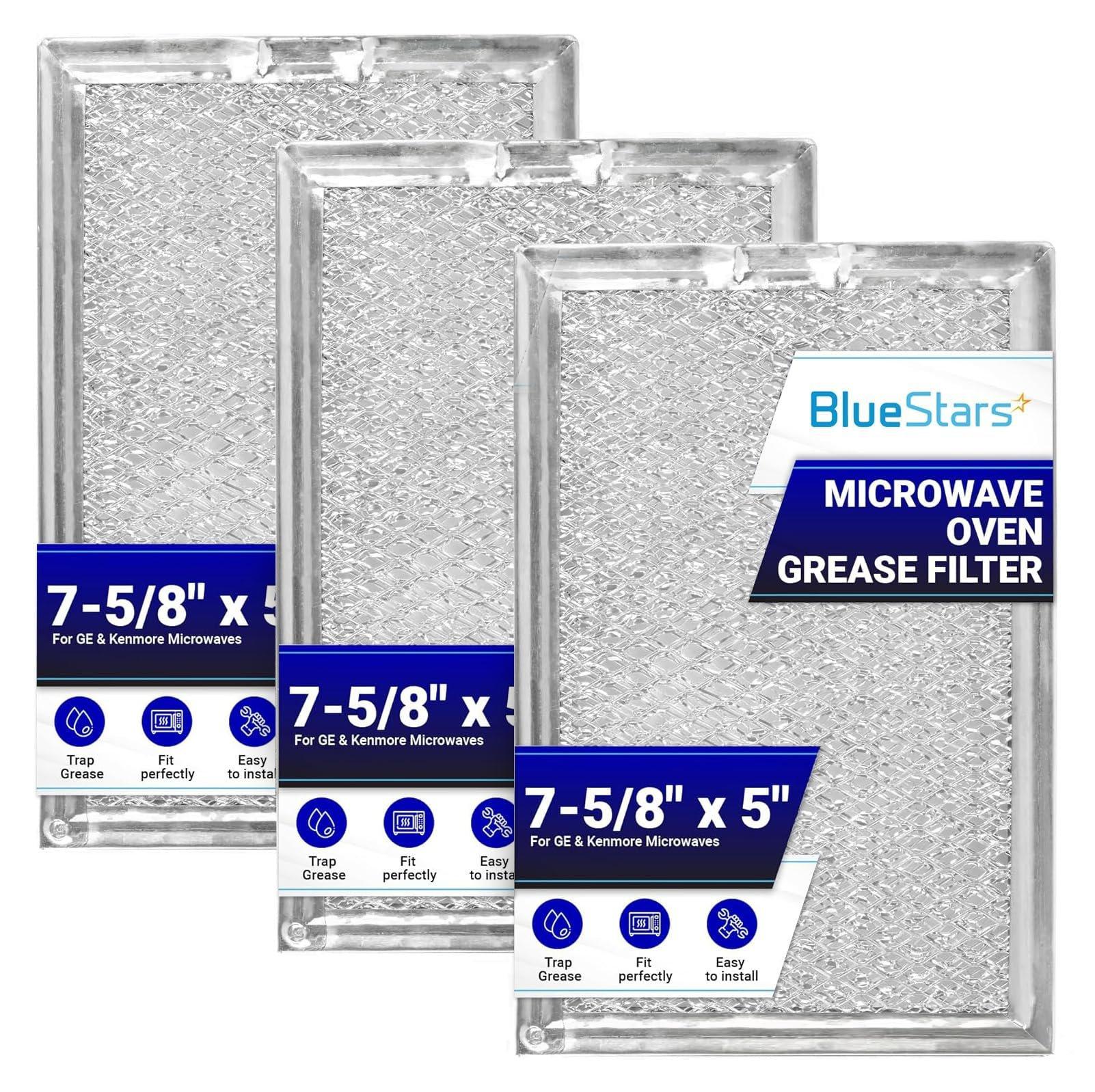 [Lifetime Warranty] WB06X10309 WB06X10359 Microwave Grease Filter Replacement 7.64" x 5.12" - Compatible with GE LG Kenmore Over-The-Range Vent Hood Microwaves - Pack of 3 image 0