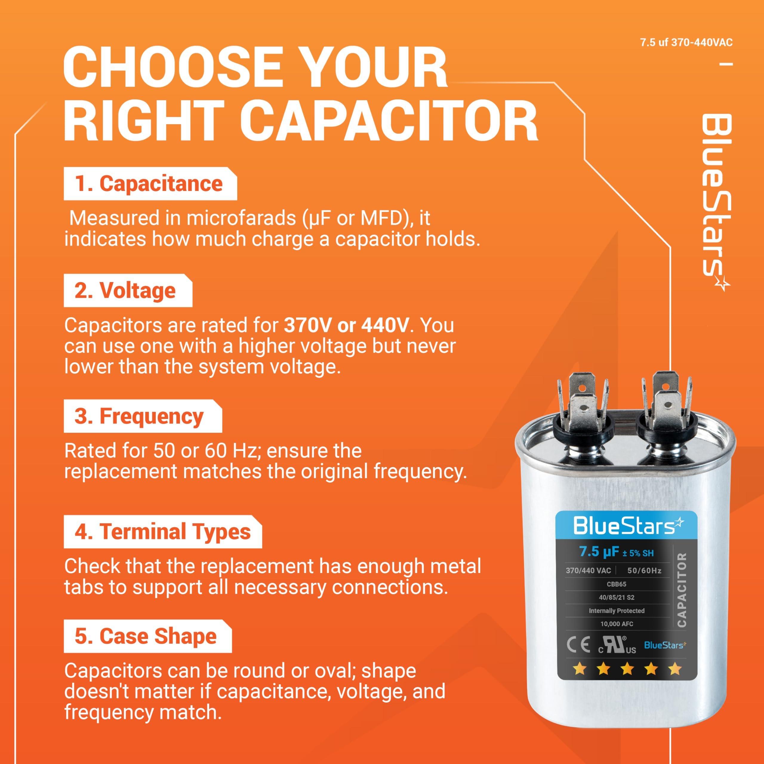 [Lifetime Warranty] 7.5 uF MFD ±5% 370/440 VAC Oval Run Capacitor CBB65 50/60 Hz - Fits Condenser Straight Cool, Heat Pump image 5
