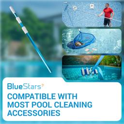 Heavy Duty 12ft Aluminum Telescopic Swimming Pool Pole - Adjustable 3-Piece Expandable Step-Up - 1-1/4" Diameter Connection End - Attach Skimmer Nets, Rakes, Brushes, Vacuum Heads thumbnail 5
