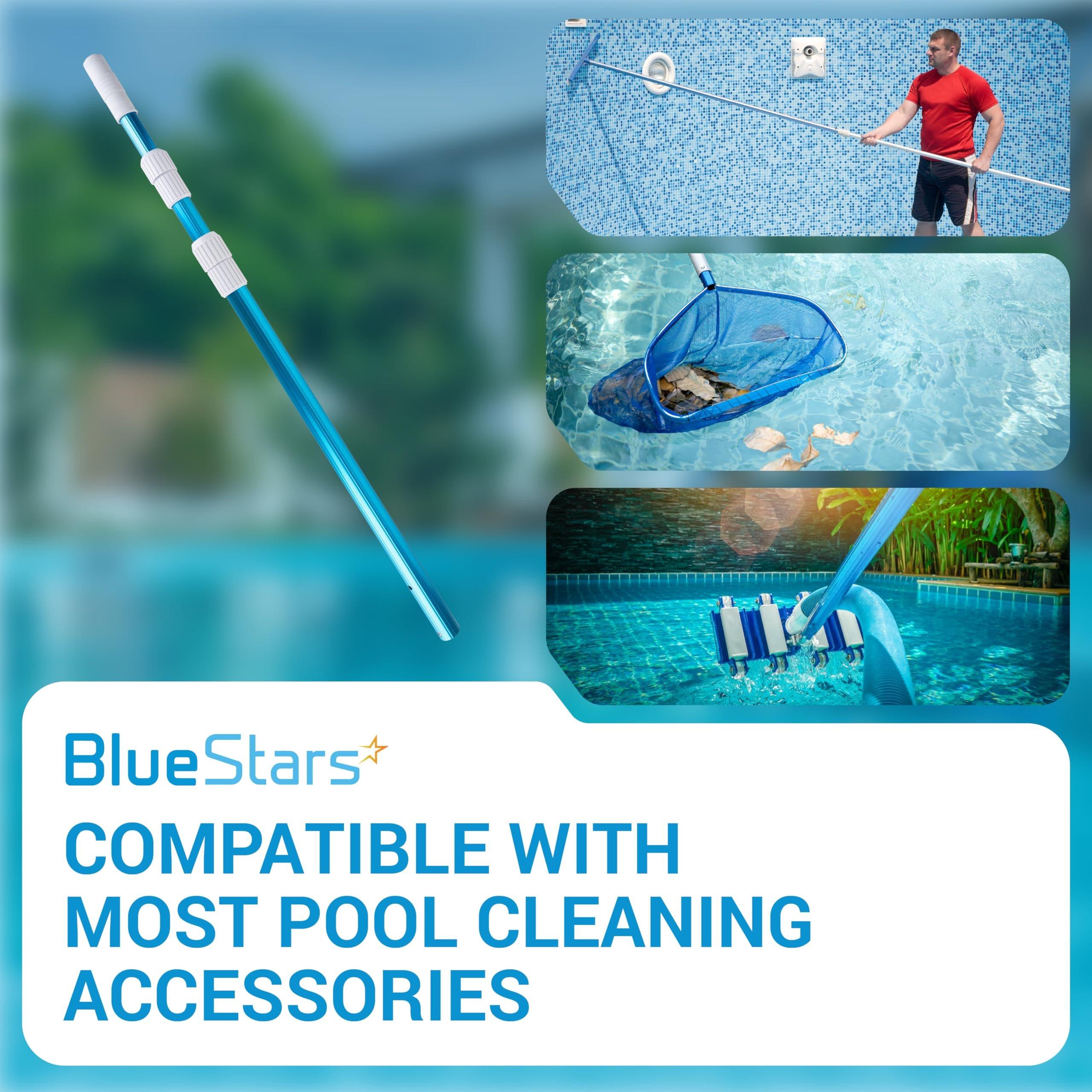 Heavy Duty 12ft Aluminum Telescopic Swimming Pool Pole - Adjustable 3-Piece Expandable Step-Up - 1-1/4" Diameter Connection End - Attach Skimmer Nets, Rakes, Brushes, Vacuum Heads image 5
