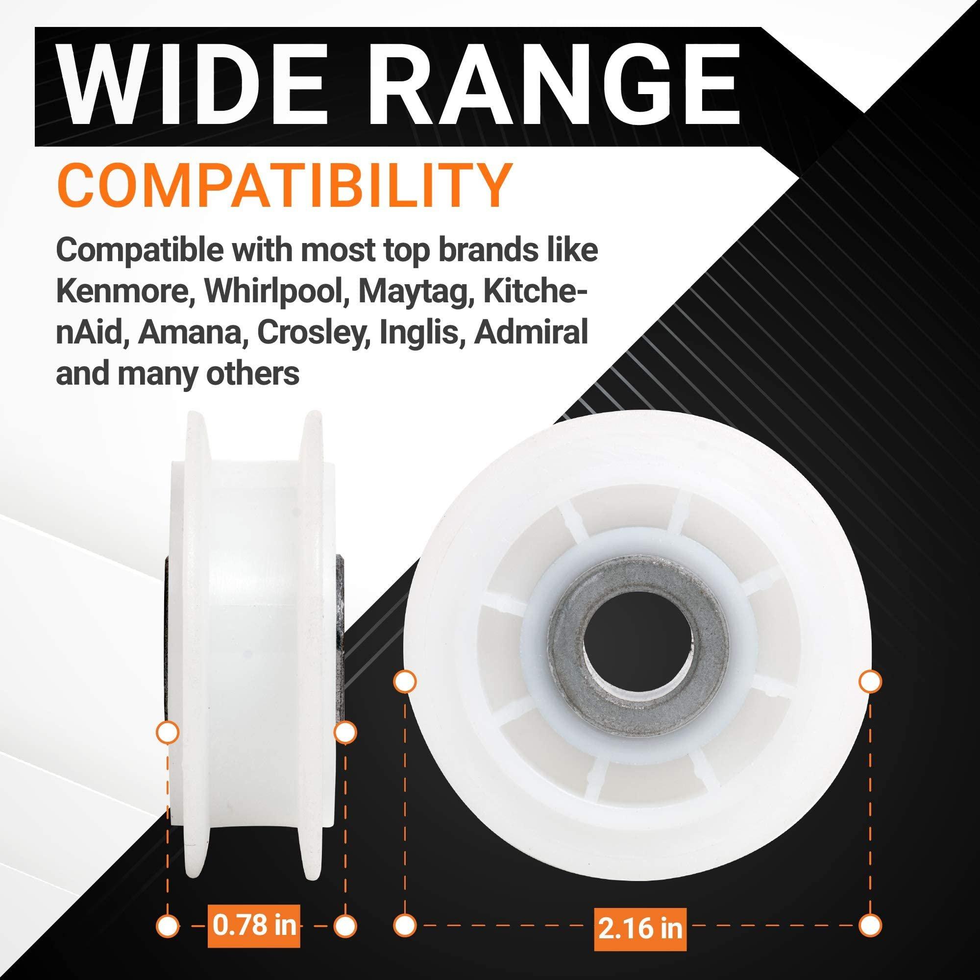 [Lifetime Warranty] 279640 Dryer Idler Pulley Replacement - Compatible with Whirlpool & Kenmore Dryers - Replaces 3388672 697692 AP3094197 W10468057 - Pack of 2 image 2