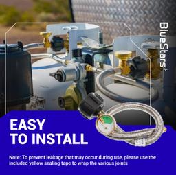 [Lifetime Warranty] [1/4" Male Inverted] 15 inch RV Propane Hoses with Gauge - Connects QCC1, Stainless Steel Braided Camper Propane Pigtail for 5LB - 40LB Tank to Two-Stage Regulator - 2 Pack with Tape thumbnail 7