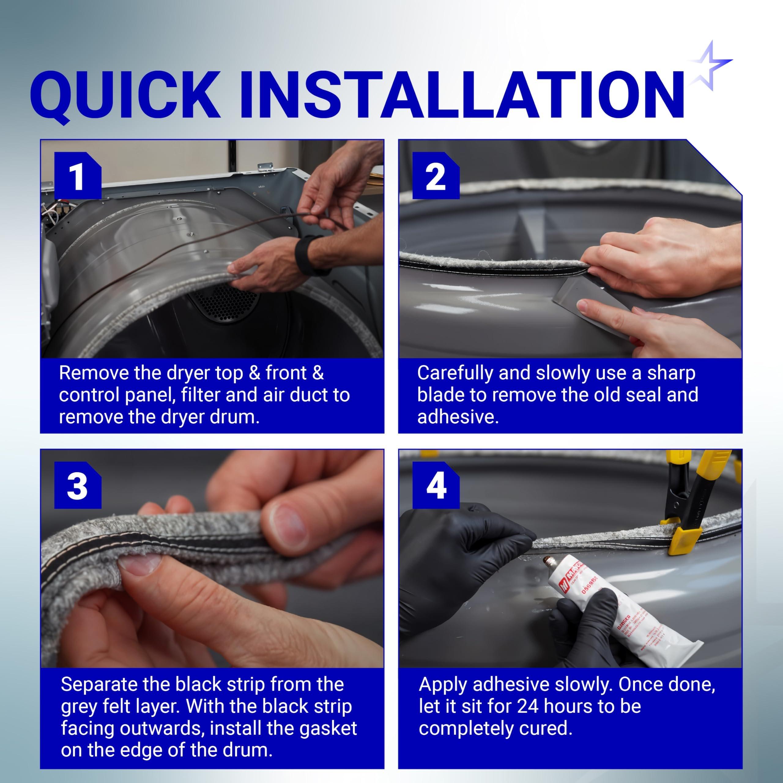 [Lifetime Warranty] DC97-07618A Dryer Drum Felt Seal - Compatible with Samsung DV42H5200EW DV42H5000EW DV45K6500EV DV48H7400EW DV42H5200EP/A3 DV50K8600EV/A3 DV52J8700GP/A2 image 3