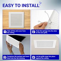 [Lifetime Warranty] C350GN S97017068 Bathroom Ceiling Fan Grille with Springs - Pack of 2 thumbnail 6