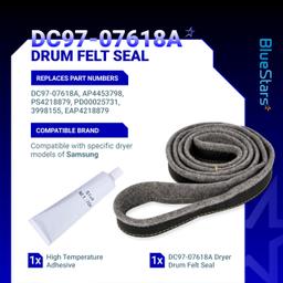 [Lifetime Warranty] DC97-07618A Dryer Drum Felt Seal - Compatible with Samsung DV42H5200EW DV42H5000EW DV45K6500EV DV48H7400EW DV42H5200EP/A3 DV50K8600EV/A3 DV52J8700GP/A2 thumbnail 1