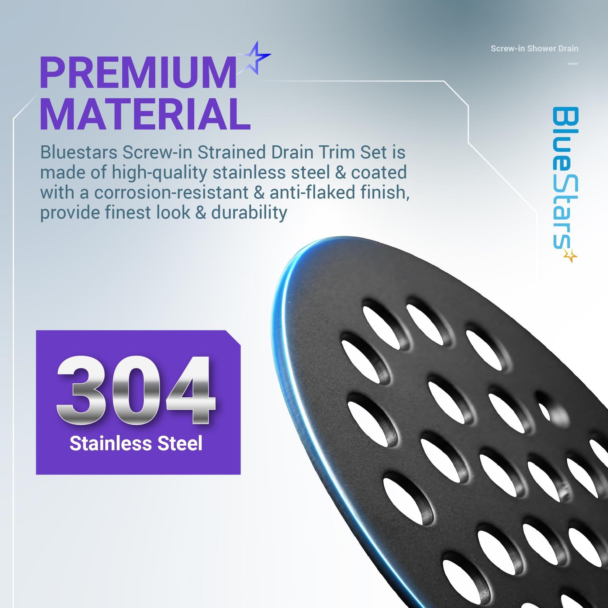 [Lifetime Warranty] 4â€ Metal Shower Strainer Drain Trim Set - Screw-in Cover for US Standard Sizes - Complete Kit with Machine & Self-Tapping Screws image 1