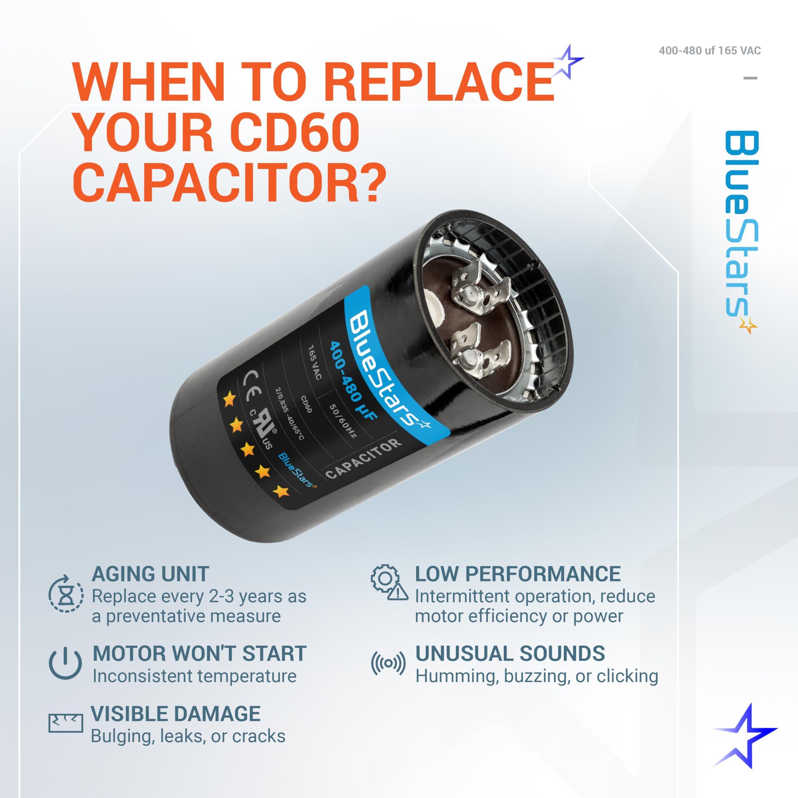 [Lifetime Warranty] 400-480 uF MFD 165 VAC CD60 Universal Round Motor Start Capacitor 50/60 Hz - Replacement for AC Electric Motor image 10
