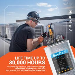 [Lifetime Warranty] 7.5 uF MFD ±5% 370/440 VAC Oval Run Capacitor CBB65 50/60 Hz - Fits Condenser Straight Cool, Heat Pump thumbnail 7