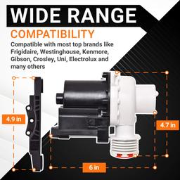 [Lifetime Warranty] 137221600 Washer Drain Pump Replacement - Compatible with Kenmore Frigidaire Washers - Replaces 137108100 137151800 131724000 134051200 134740500 PS7783938 AP5684706 thumbnail 2