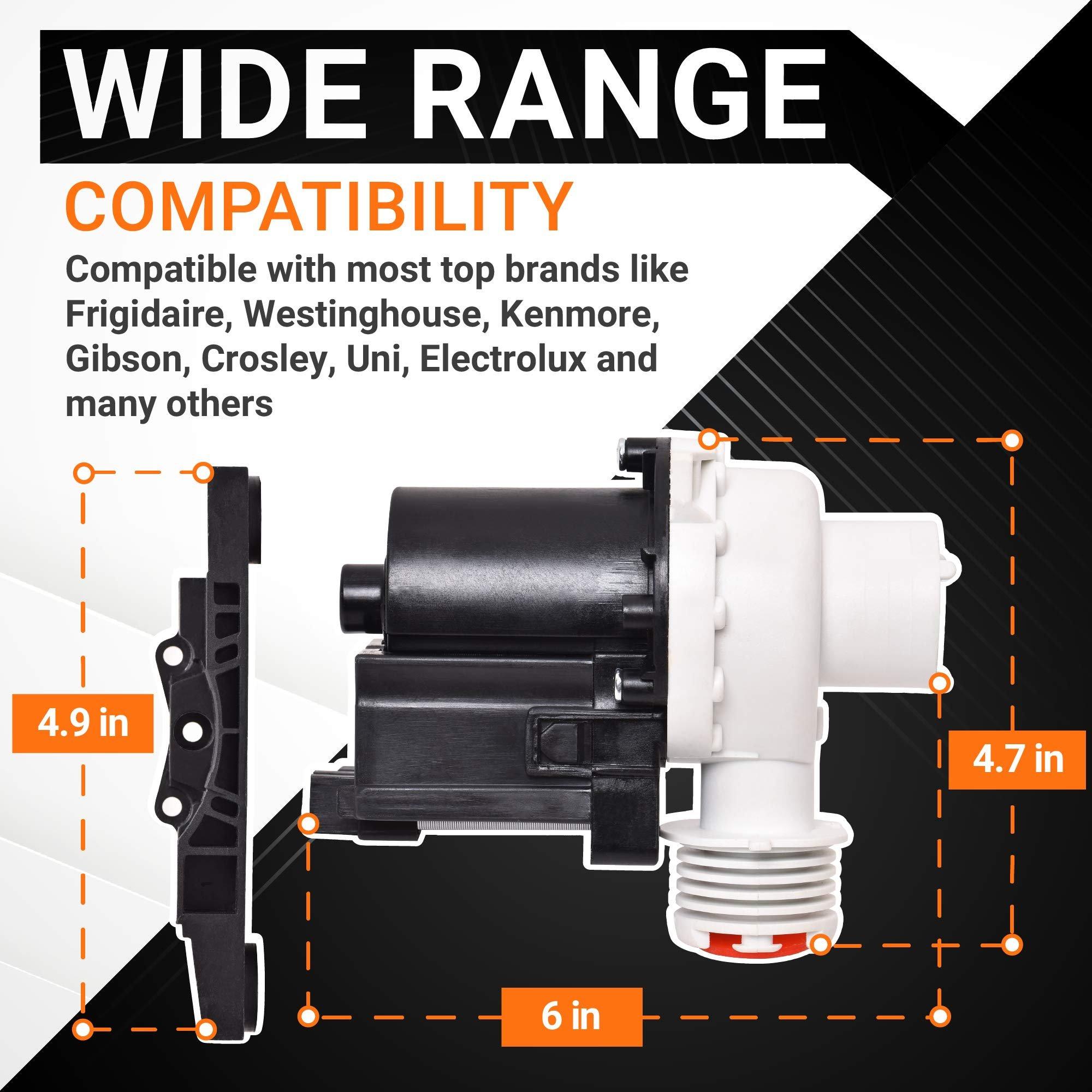 [Lifetime Warranty] 137221600 Washer Drain Pump Replacement - Compatible with Kenmore Frigidaire Washers - Replaces 137108100 137151800 131724000 134051200 134740500 PS7783938 AP5684706 image 2