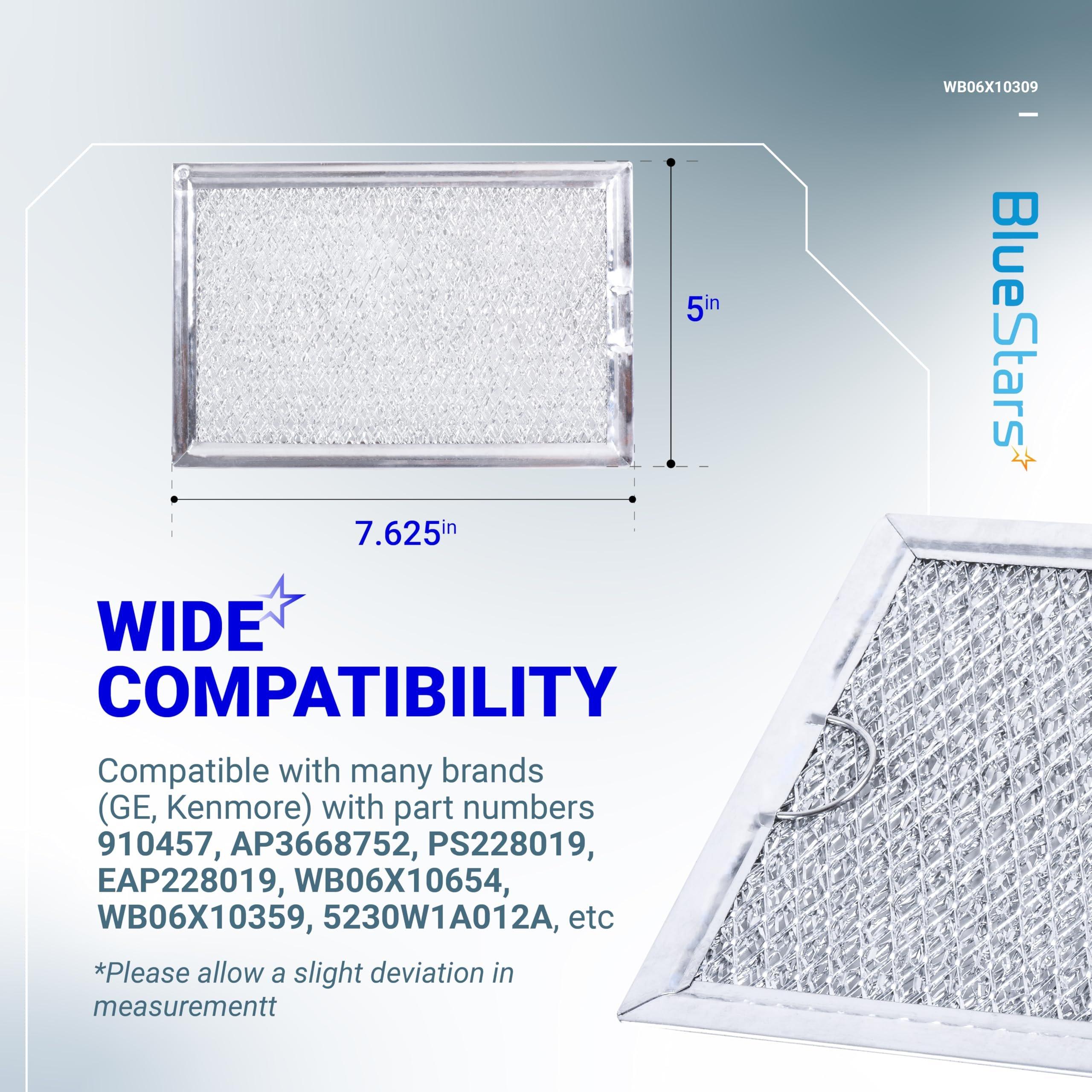 [Lifetime Warranty] WB06X10309 WB06X10359 Microwave Grease Filter Replacement 7.64" x 5.12" - Compatible with GE LG Kenmore Over-The-Range Vent Hood Microwaves - Pack of 3 image 1