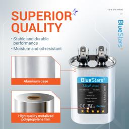 [Lifetime Warranty] 7.5 uF MFD ±5% 370/440 VAC Oval Run Capacitor CBB65 50/60 Hz - Fits Condenser Straight Cool, Heat Pump thumbnail 4