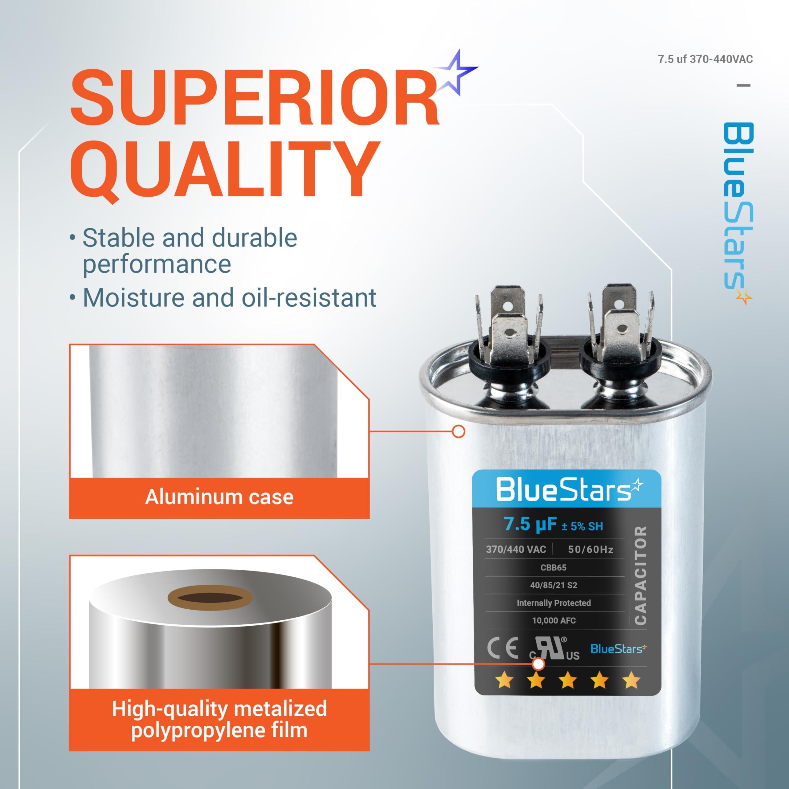 [Lifetime Warranty] 7.5 uF MFD ±5% 370/440 VAC Oval Run Capacitor CBB65 50/60 Hz - Fits Condenser Straight Cool, Heat Pump image 4