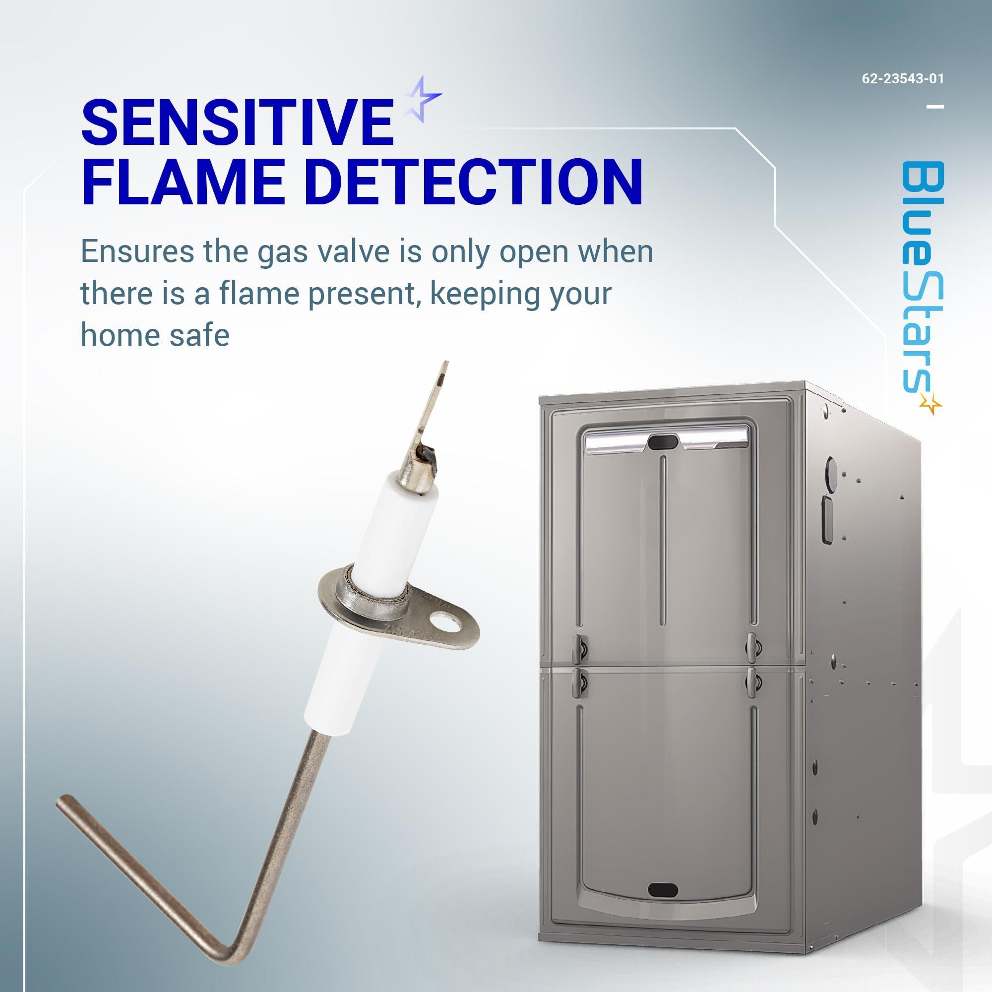 BlueStars 4 Packs 62-23543-01 Furnace Flame Sensor Replacement Part - Compatible with Rheem, Ruud, WeatherKing, Thermal Zone, DuroGuard Furnace - Replace 62-23543-02 62-23543-03 62-23543-04 image 1