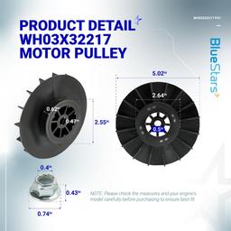 [Lifetime Warranty] WH03X32217 Washer 1/2 HP Motor Pulley & Nut Set - Compatible with GE GTW460AMJ0WW GTW460AMJ2WW GTW460ASJ0WW - Replaces WH07X24182 WH49X25377 4975025 AP7018598 PS16554753 EAP16554753 thumbnail 1