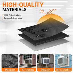 [Lifetime Warranty] Window Air Conditioner Cover For Outside Unit - 25.5"W x 21"D x 17"H AC Cover - Heavy Duty Insulation Window AC Protection Outdoor with Drawstring thumbnail 2