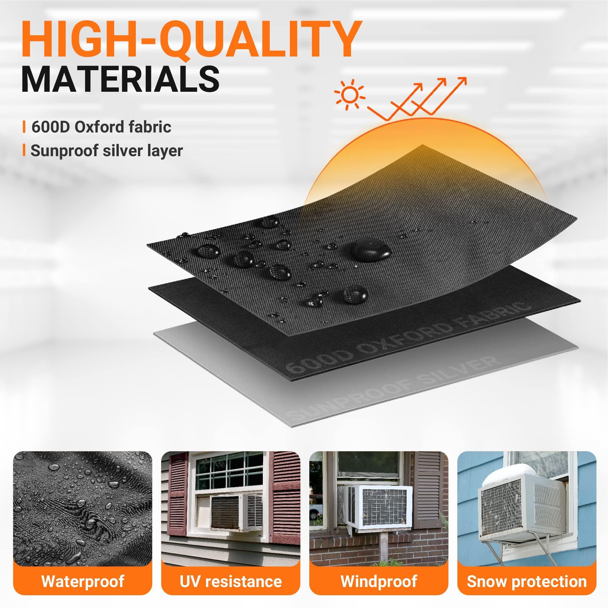 [Lifetime Warranty] Window Air Conditioner Cover For Outside Unit - 25.5"W x 21"D x 17"H AC Cover - Heavy Duty Insulation Window AC Protection Outdoor with Drawstring image 2