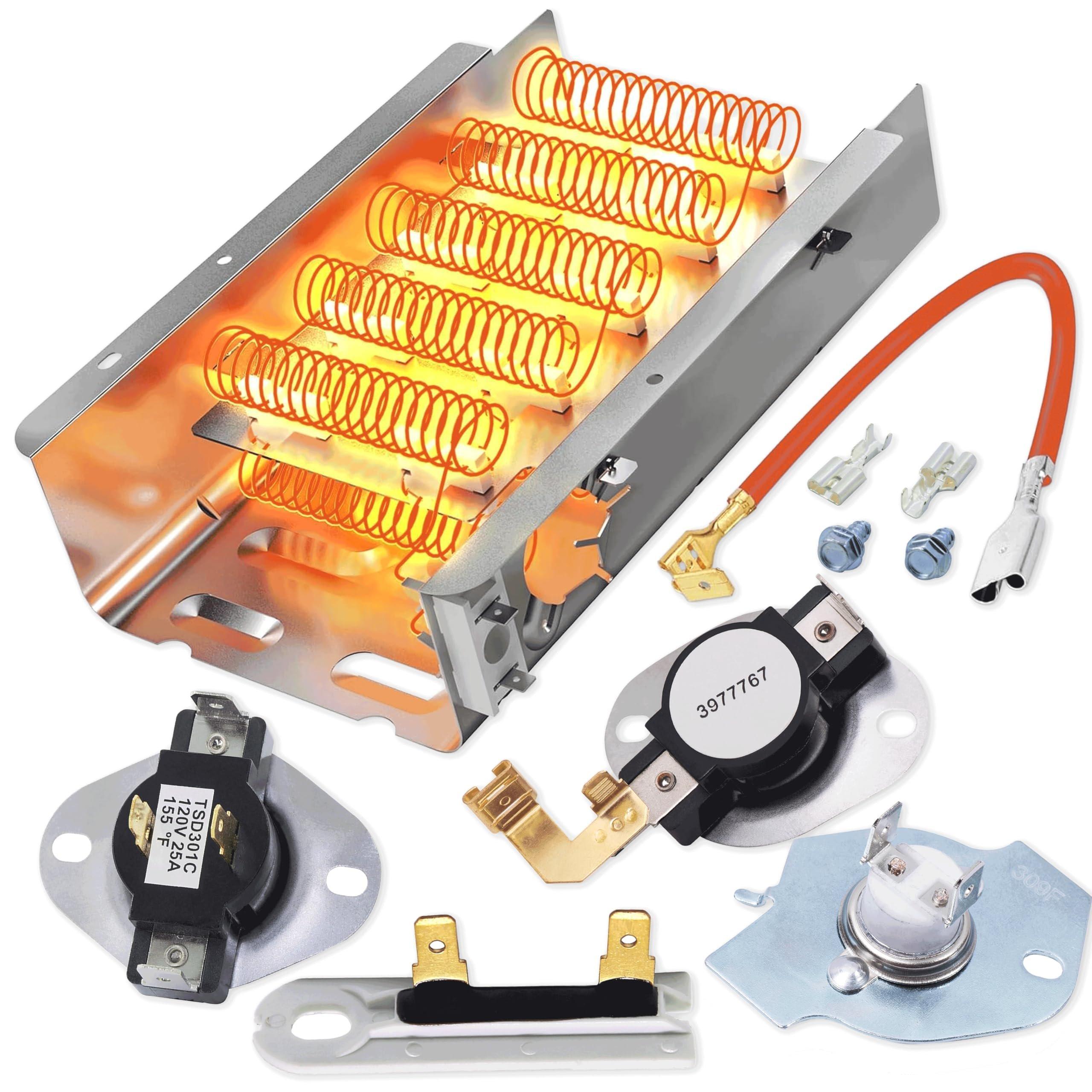 [Lifetime Warranty] Dryer Heating Element Kit for Whirlpool WED4815EW1 WED5000DW2 WED6200SW1 WED5300VW0 WED5100VQ1 WED4800BQ1 WED5300SQ0 WED4800XQ1 WED4800XQ0 WED49STBW1 WED4950HW0 WED4850HW0 WED4900XW0 WED4616FW0 image 0