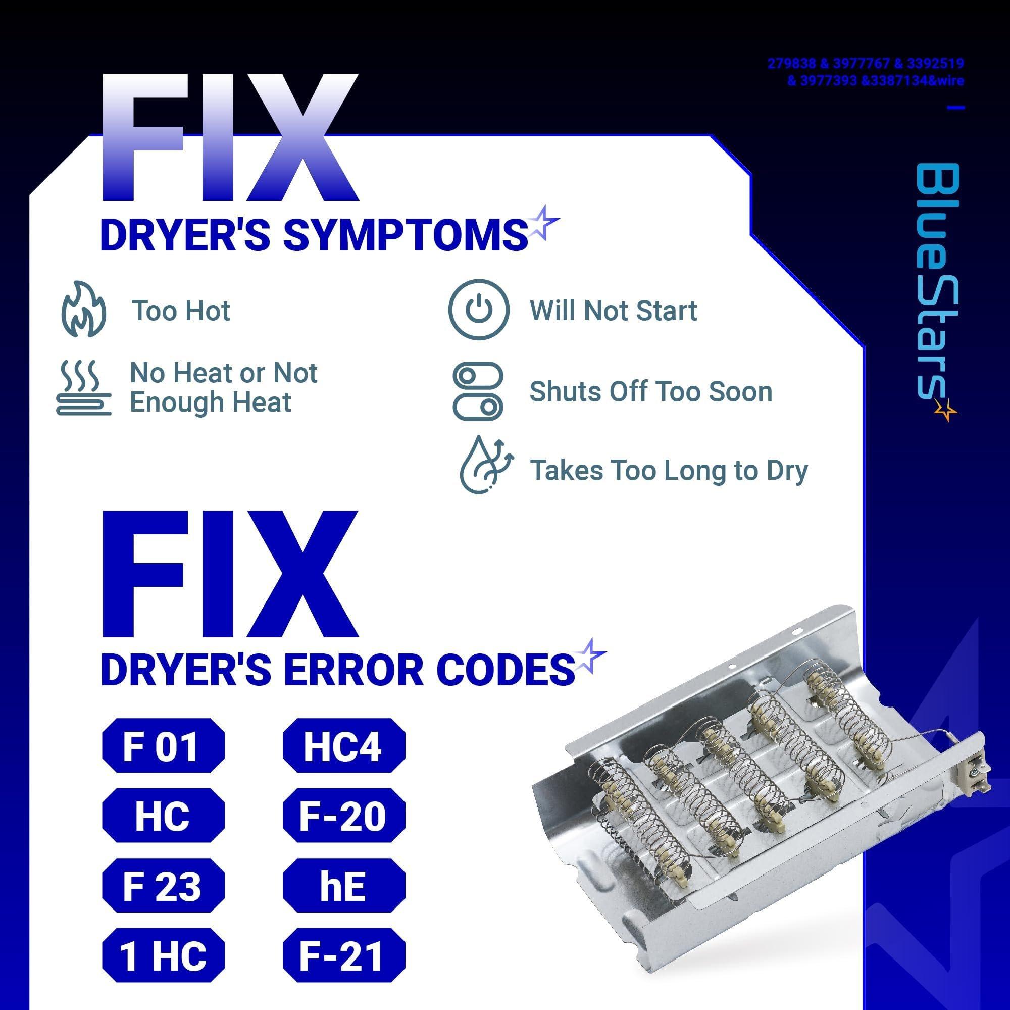 [Lifetime Warranty] Dryer Heating Element Kit for Whirlpool WED4815EW1 WED5000DW2 WED6200SW1 WED5300VW0 WED5100VQ1 WED4800BQ1 WED5300SQ0 WED4800XQ1 WED4800XQ0 WED49STBW1 WED4950HW0 WED4850HW0 WED4900XW0 WED4616FW0 image 5